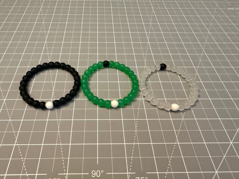Lokai Silicone Bracelet Set of 3 Black Green Clear Classic Style